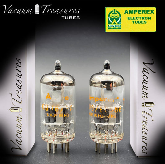 ECC88 ( 6DJ8 ) AMPEREX by Philips (Eindhoven) Disc Dimpled Getter Tubes Made in HOLLAND '60s