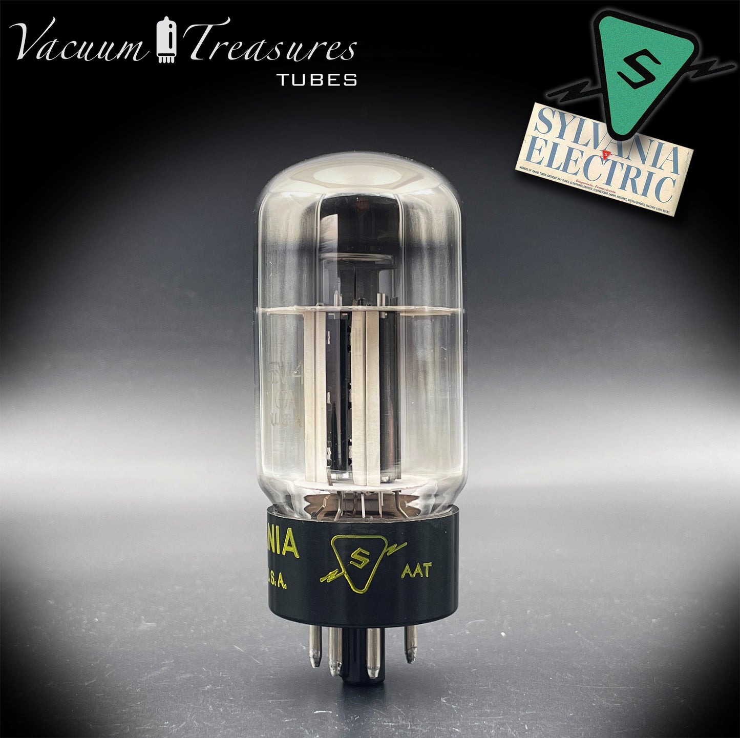 5V4GA SYLVANIA NOS Black Plates Halo Getter Rectifier Tube Made in USA