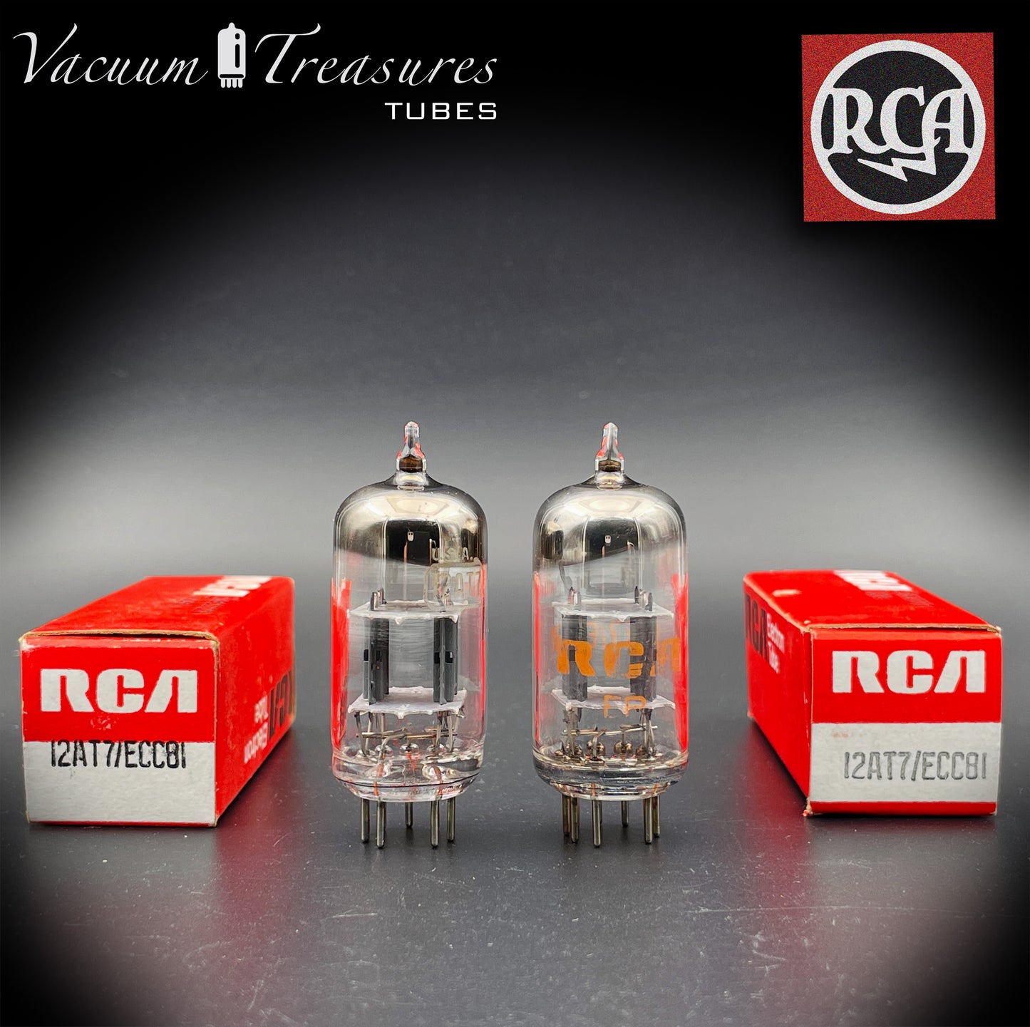 ECC81 ( 12AT7 ) RCA NOS NIB Gray Plates Halo Getter Matched Tubes MADE IN USA