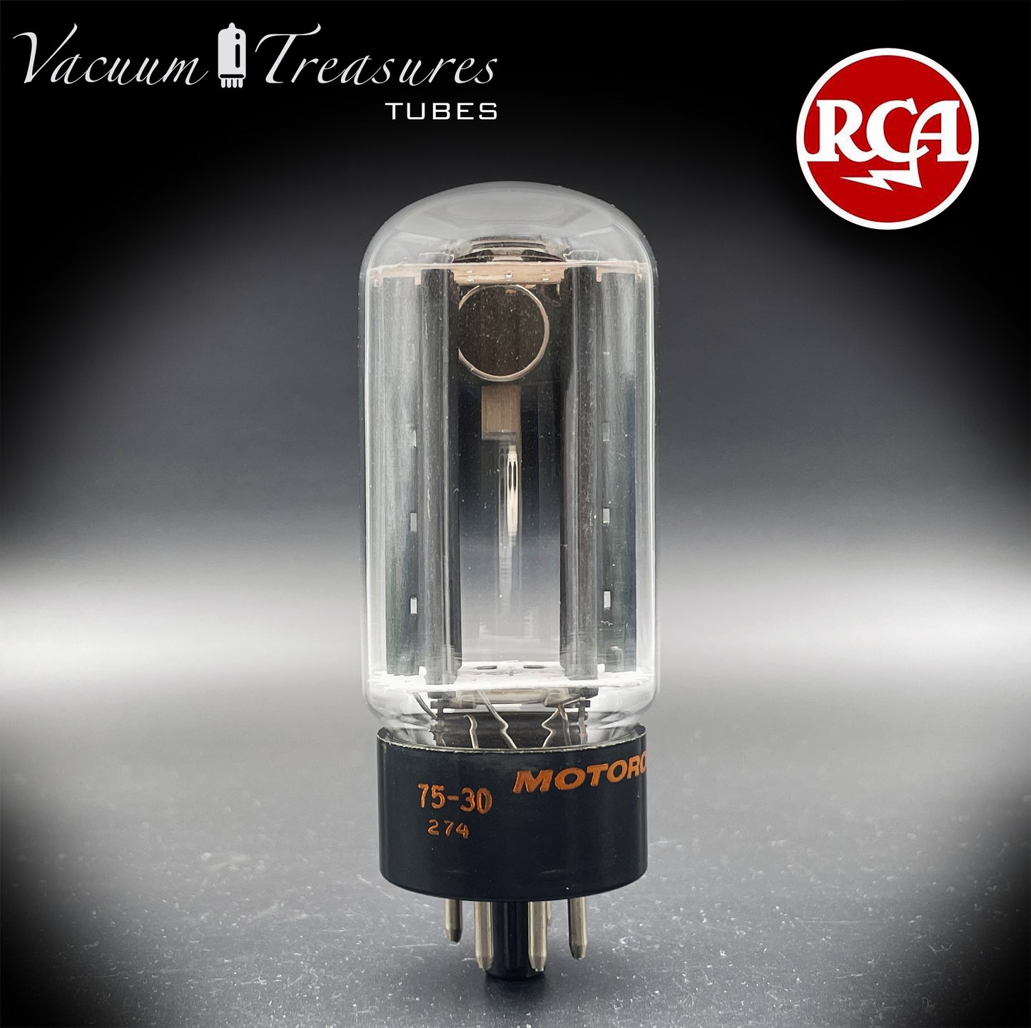 5R4GYB 5R4GY NOS RCA/MOTOROLA Black Plates Top Side Halo Getter Tested Tube Rectifier Made in USA '75