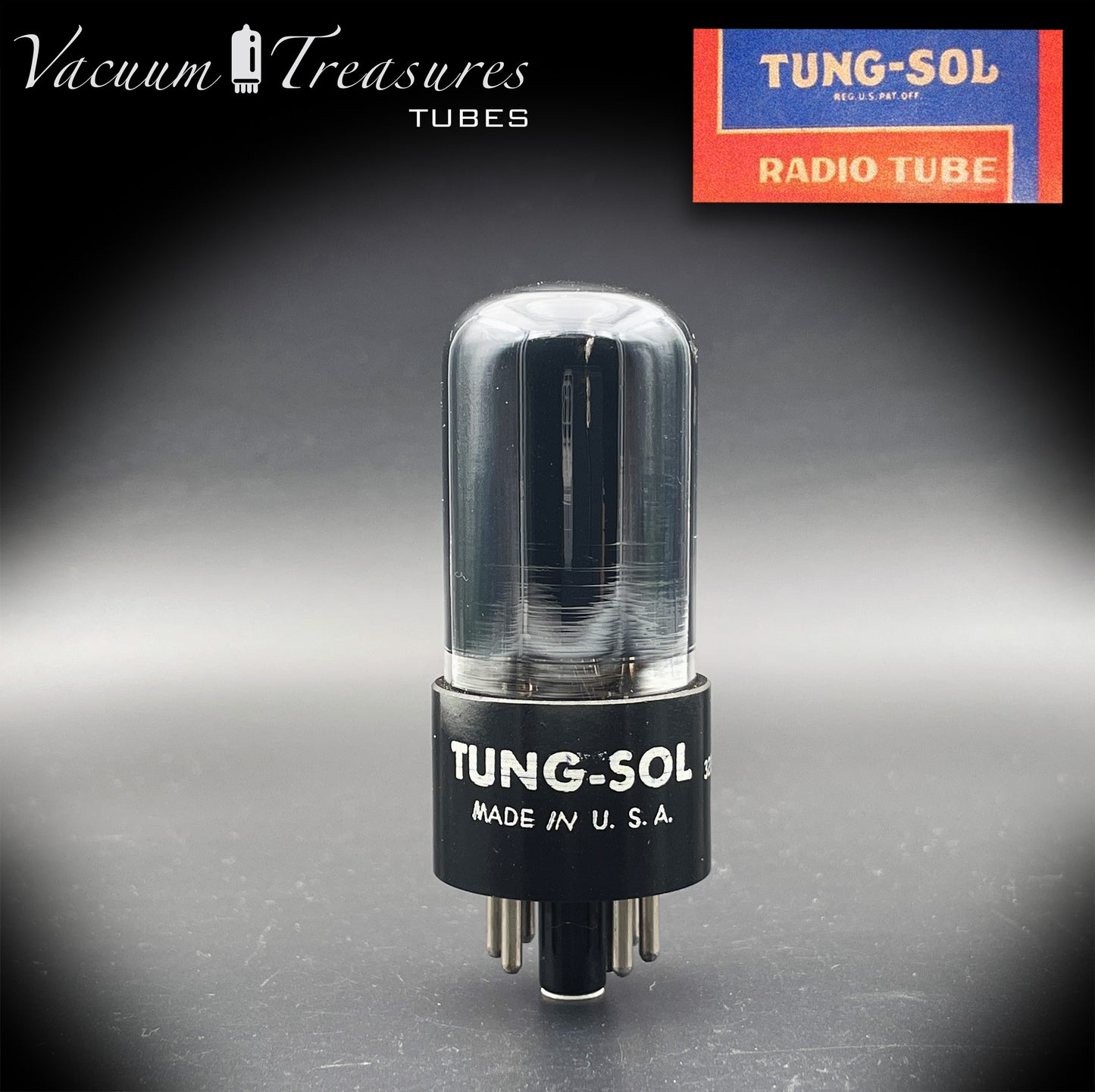 6V6 GT TUNG-SOL Black Glass Foil Getter Tested Pair Tubes MADE IN USA '56