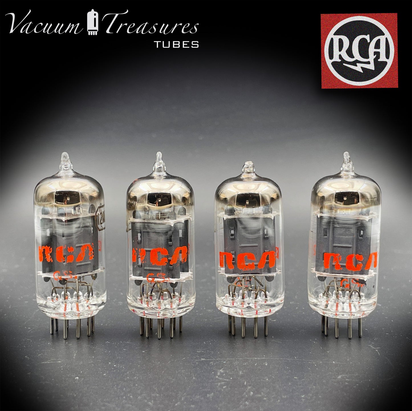 12AU7 A ( ECC82 ) RCA NOS Long Gray Plates Halo Getter Matched Tubes Made in USA