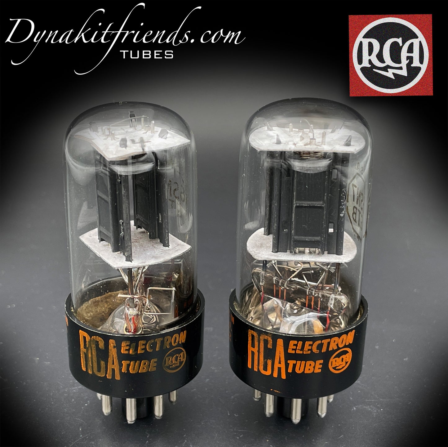 6SN7 GTB RCA Black Plates Square Getter Matched Tubes Hergestellt in den USA