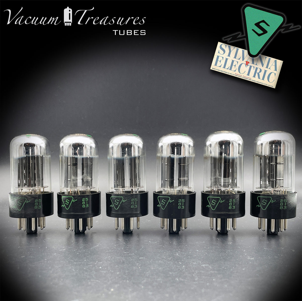 6SN7GTA NOS SYLVANIA Chrome Top Matched Sextet - Same Production Code - Low Noise & Microphonics - AMPLITREX Tested