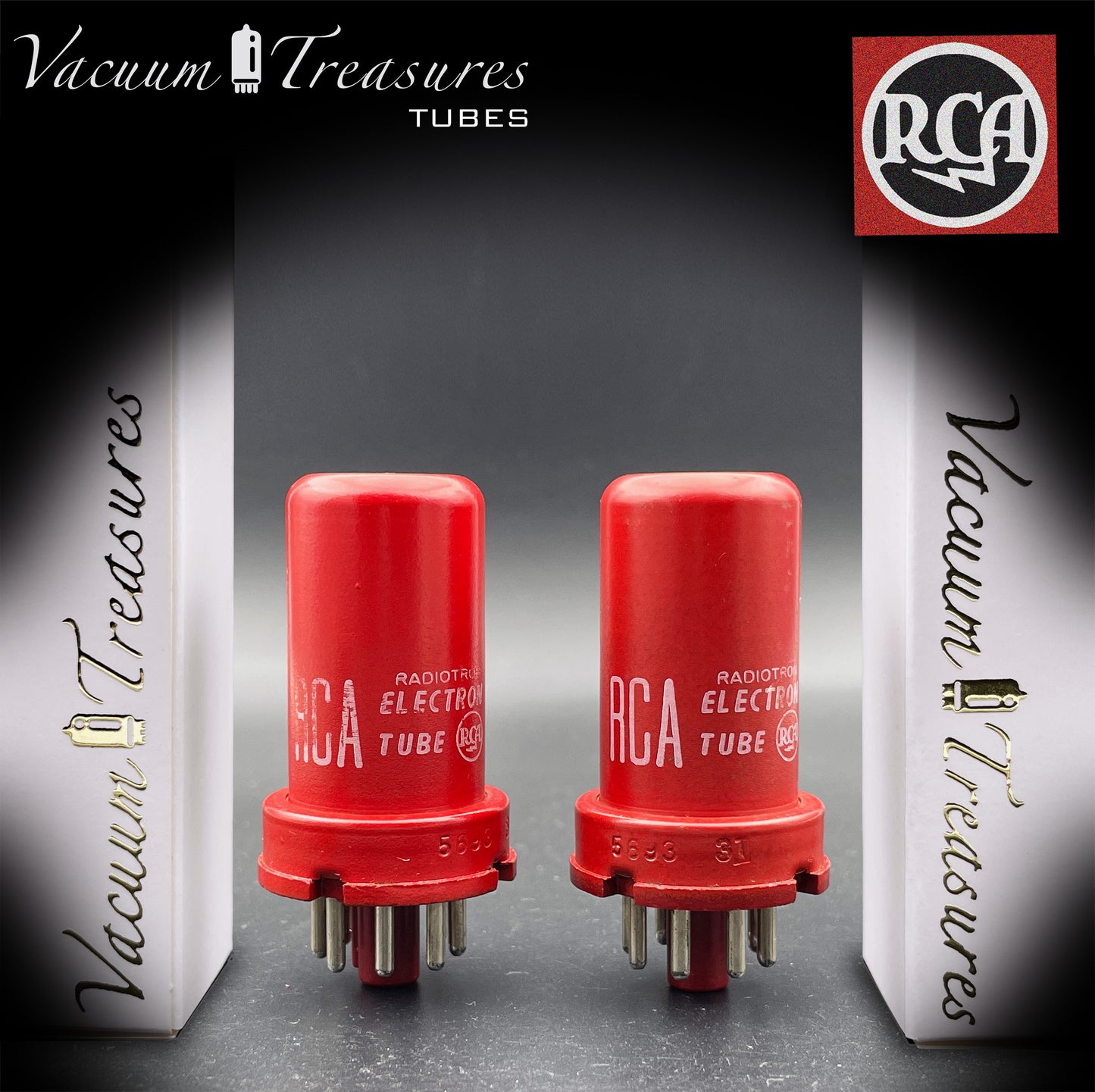5693 ( CV3699 ) RCA NOS SPECIAL RED AMPLITREX Matched Pair Tubes MADE IN USA '52
