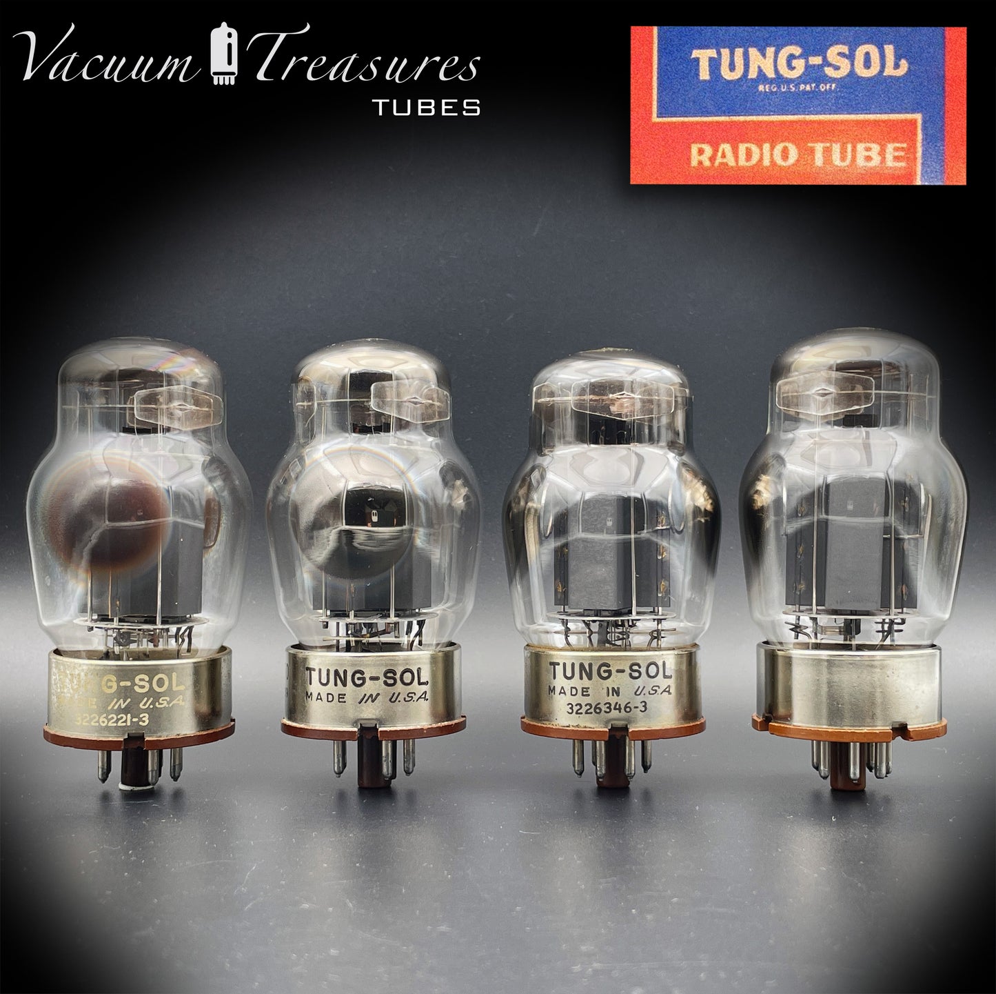 6550 TUNG-SOL Type 2 - 3rd Generation Gray Plates Triple Halo Getter No Holes Matched Quad Tubes Made in USA