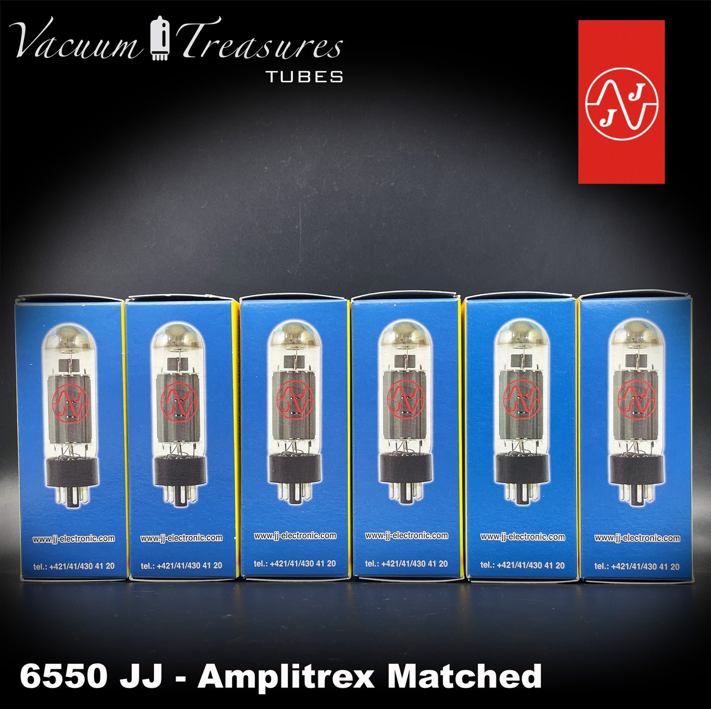 6550 JJ Matched Sextet - AMPLITREX Tested Tubes - NEW - 6 Valvole IN ORIGINAL BOX