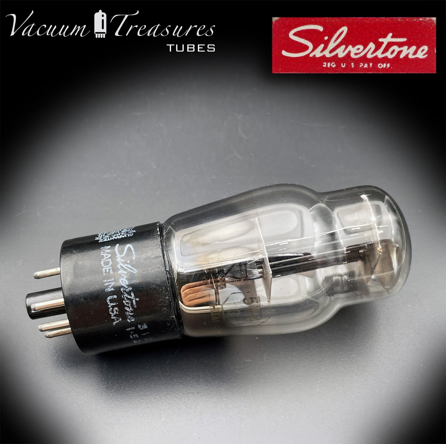 5V4G GZ32 SILVERTONE ST Shape Black Plates Bottom Square Getter Tested Tube Made in USA '51