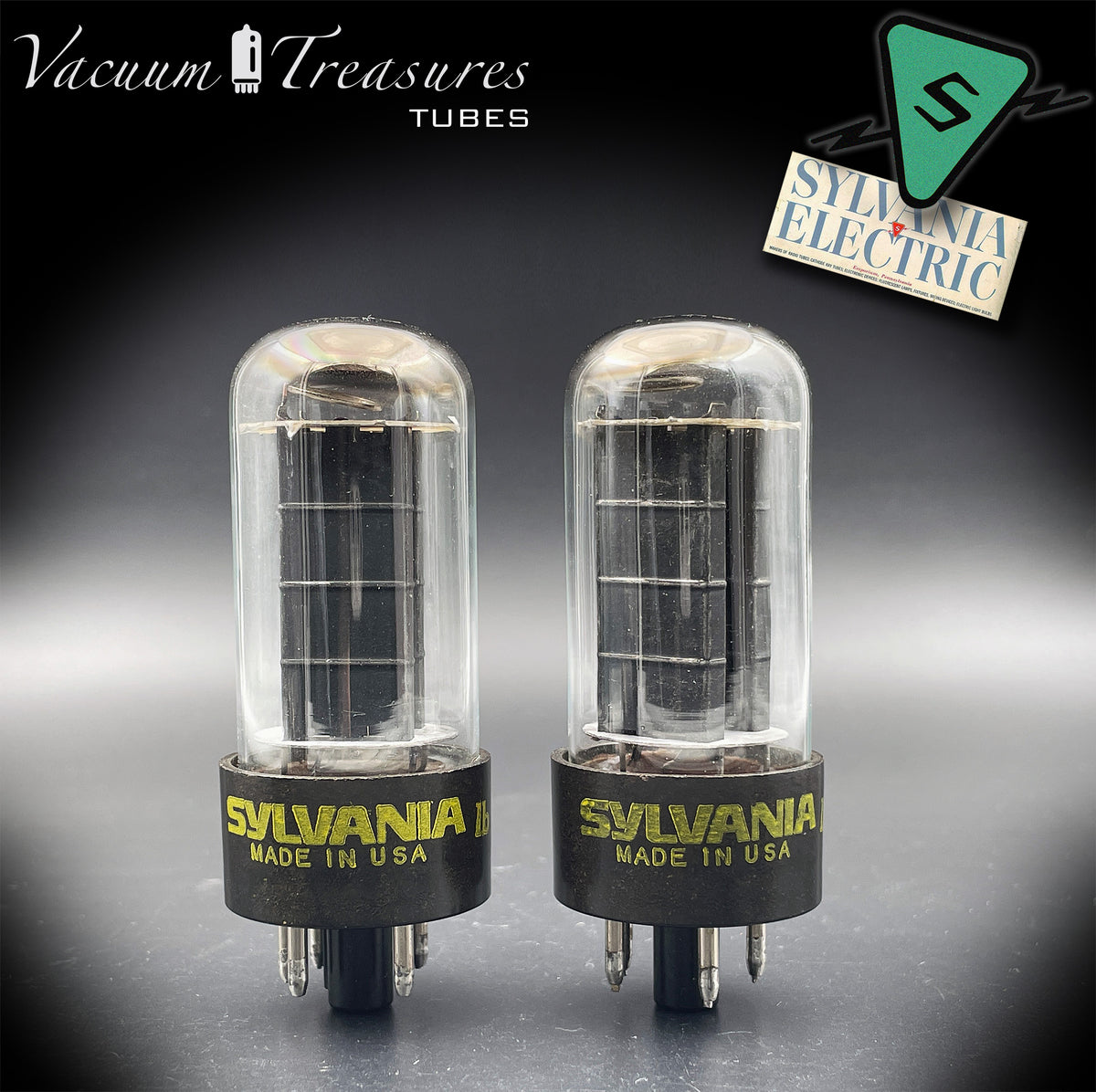 5Y3GT / 5Z2P SYLVANIA Black Plate Rectifier Tubes, Matched Pair, Made in the USA