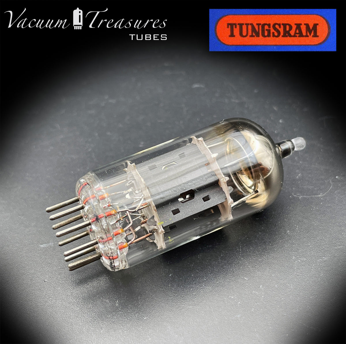 12AX7 / ECC83 TUNGSRAM Short Gray Plate Dual Post Halo Getter Tube Made in Hungary