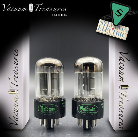 6SN7GTB Baldwin by SYLVANIA Matched Pair Black Plates Tubes Same Codes Made in USA '61
