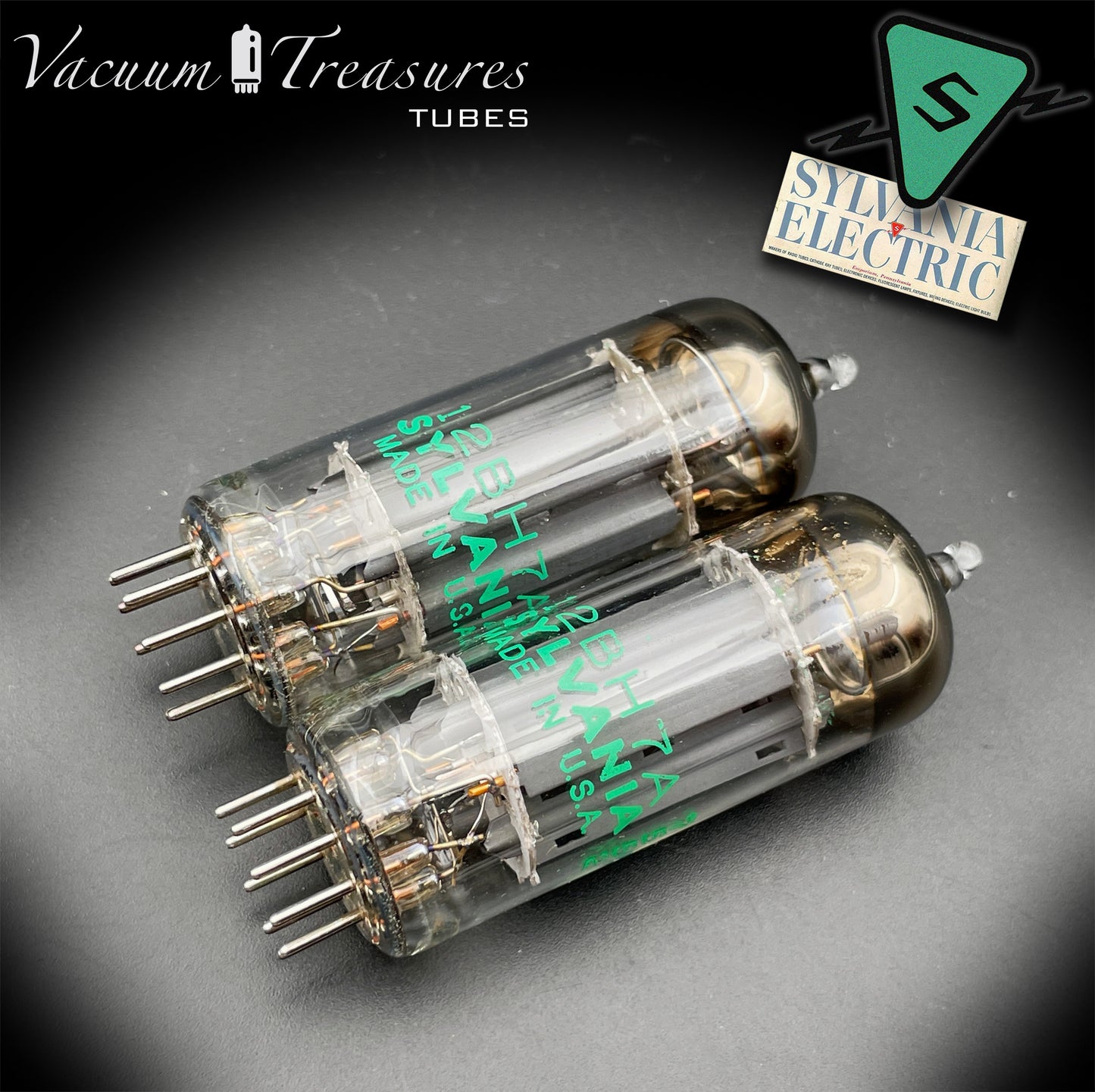 12BH7A ( 7032 ) NOS NIB Sylvania Gray Plates Halo Getter Matched Pair Tubes USA 1975