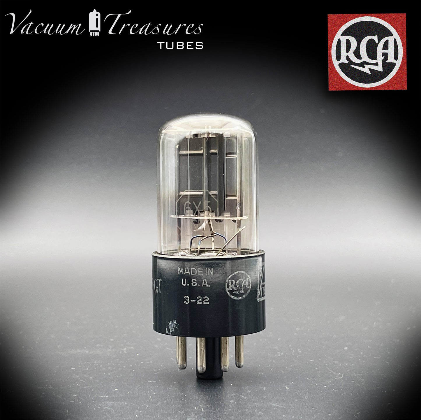 JAN CRC 6X5 GT ( 6Z5P ) RCA Black Plates D Getter Rectifier Tube MADE IN USA '53