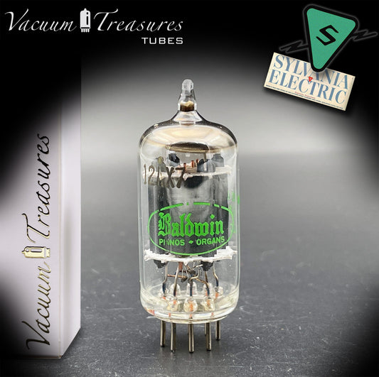 12AX7 ECC83 Baldwin by Sylvania Long Gray Plates Halo Getter Tested Tube USA