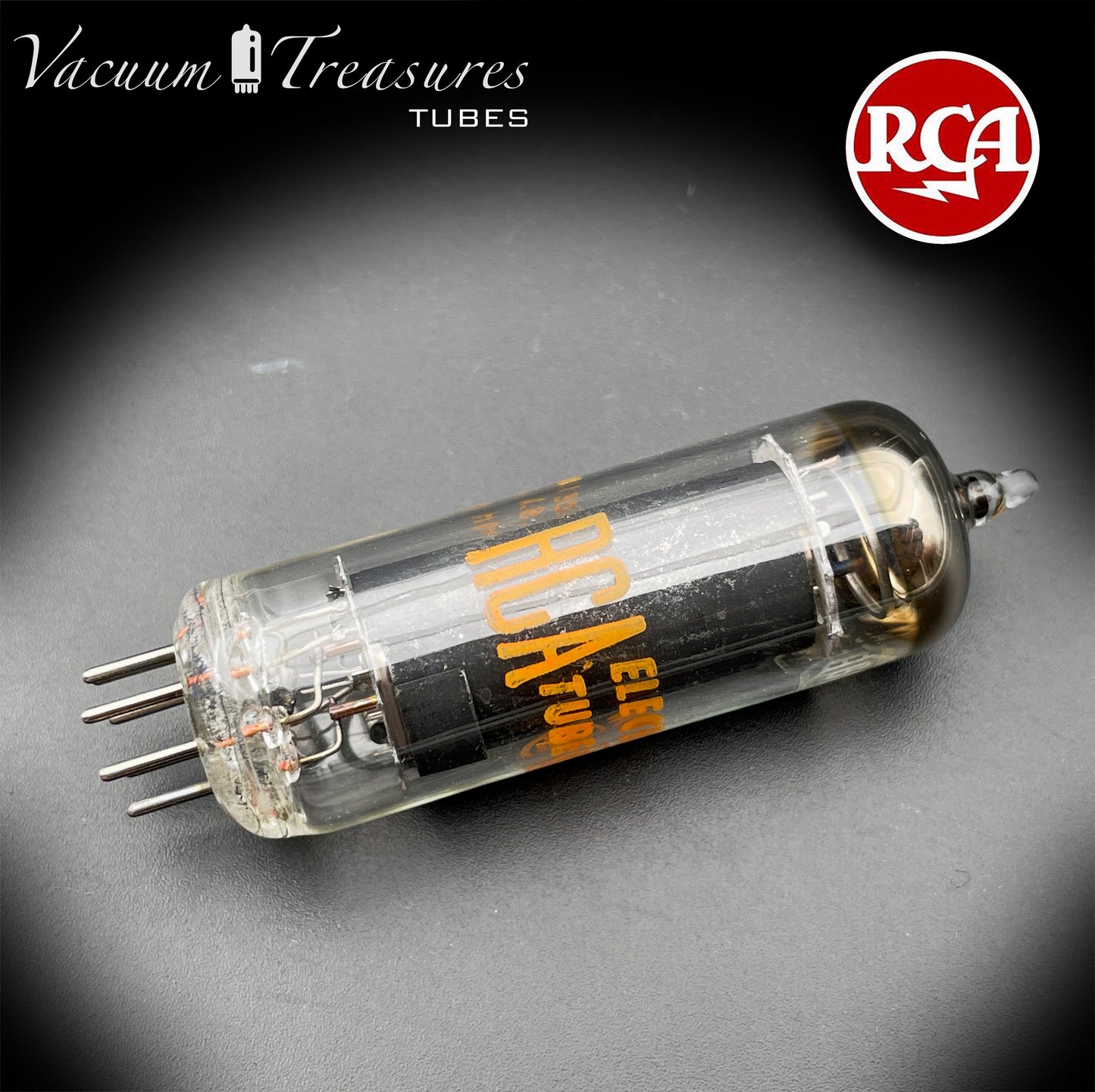 6AQ5 A ( EL90 ) RCA NOS Black Plate Halo Getter Made in USA ’61