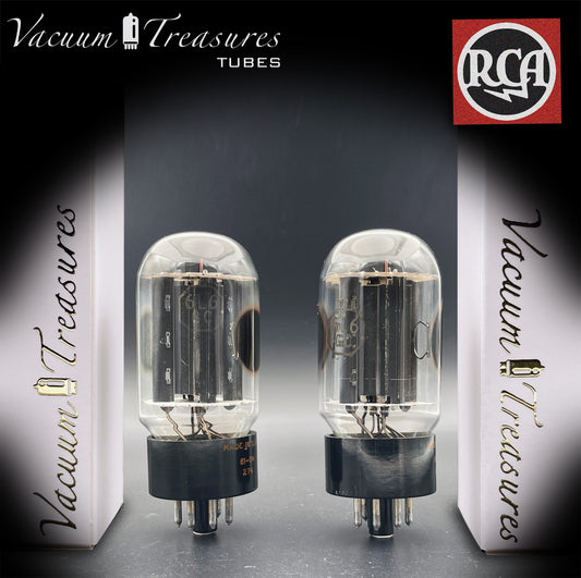 6L6GC RCA Black Plates Double Side D Getter – Matched Pair – Amplitrex Tested – Made in USA 1961