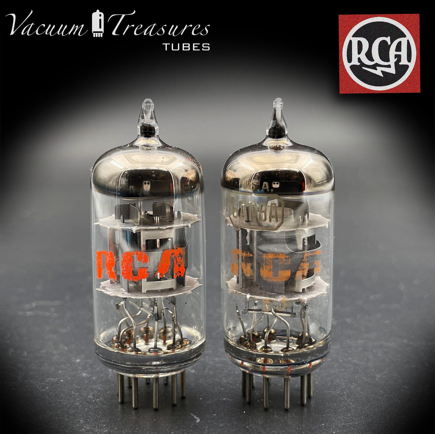 6AN8A RCA NOS NIB Placas grises Disc Getter Par de tubos combinados Hecho en EE. UU.