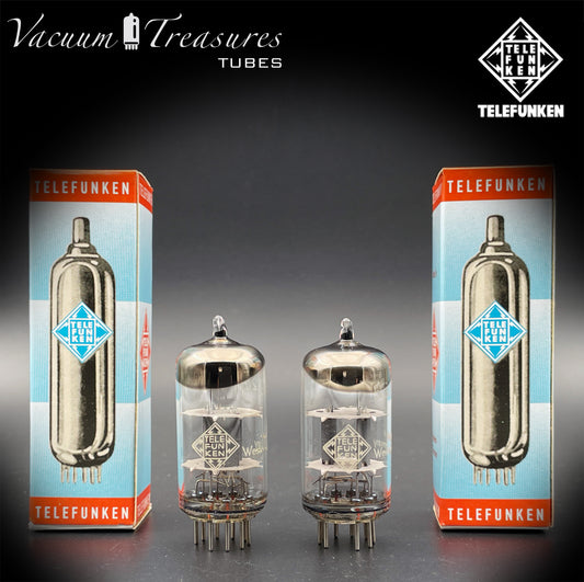 ECC81 ( 12AT7 ) TELEFUNKEN NOS Diamond <> Bottom Tested Pair Tubes & Codes Made In Western Germany