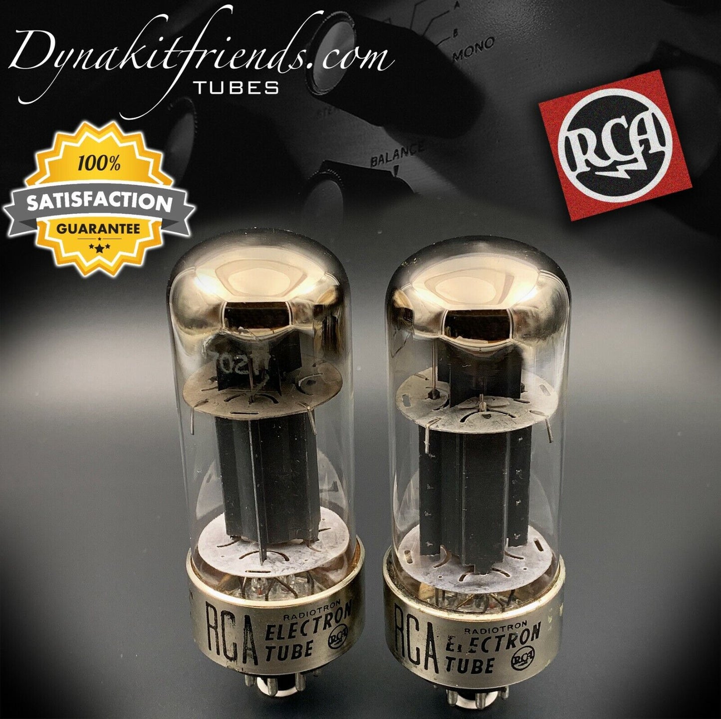 7027 RCA Black Plates Dual DD/[] Getter Metal Base Matched Tubes Made in USA