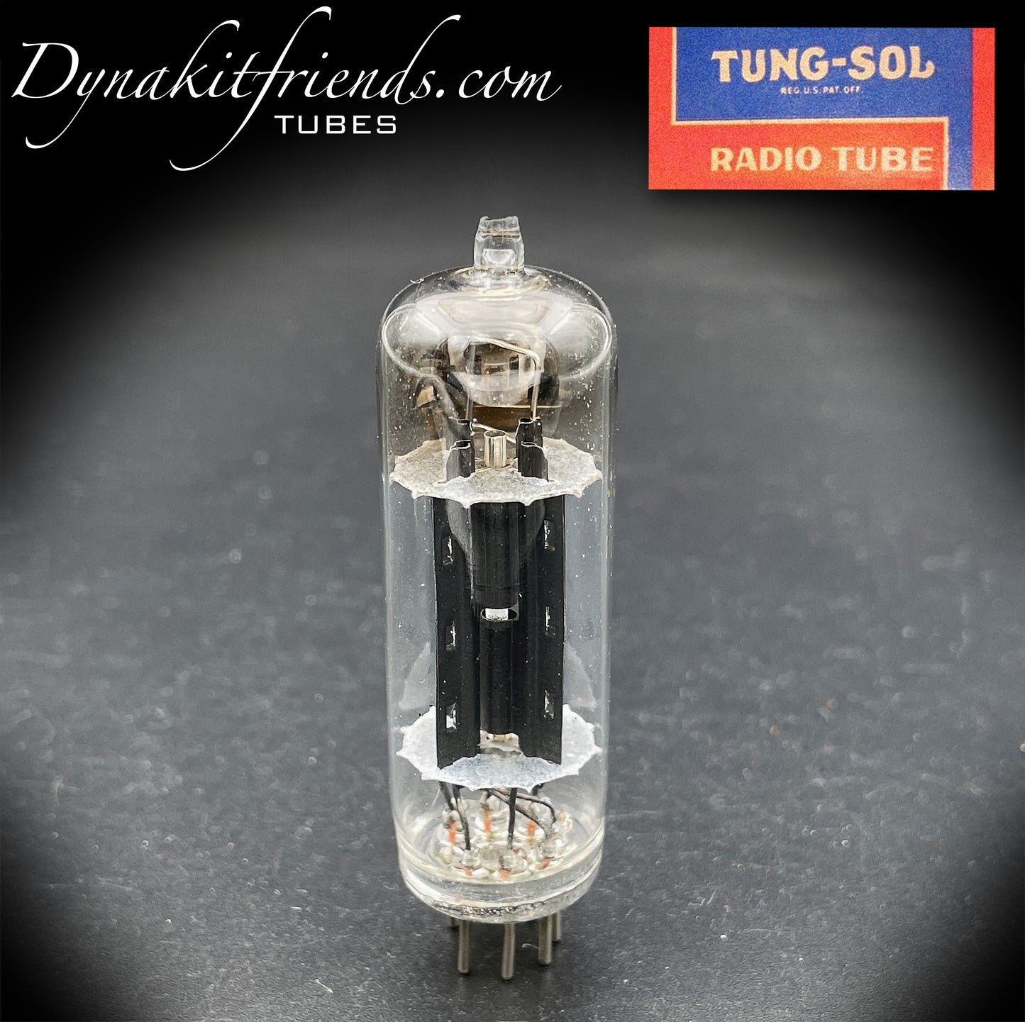 6X4 (EZ90) TUNG-SOL Quadratischer Getter-Vakuumröhrengleichrichter mit schwarzen Platten, hergestellt in den USA