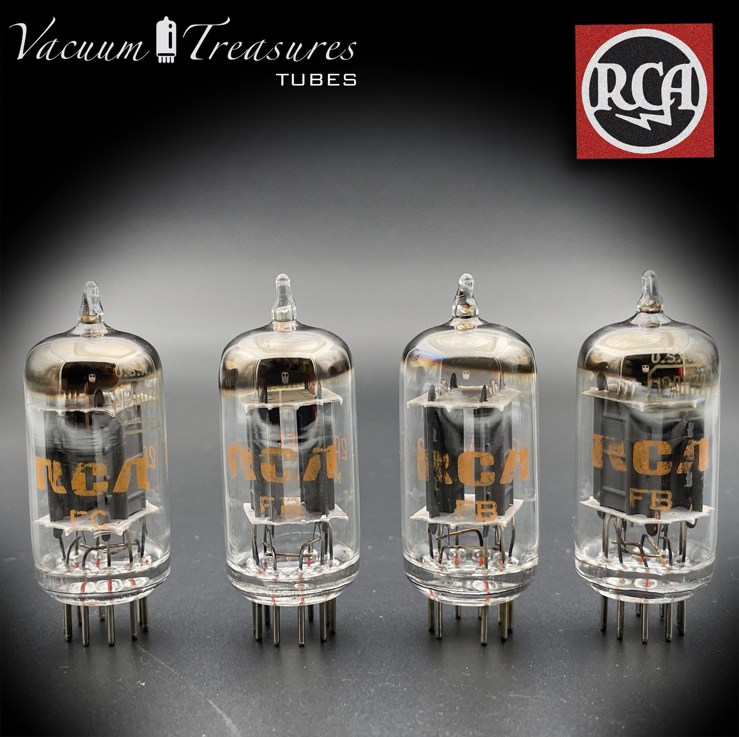 12AU7 A ( ECC82 ) RCA Long Gray Plates Halo Getter Matched Tubes Made in USA
