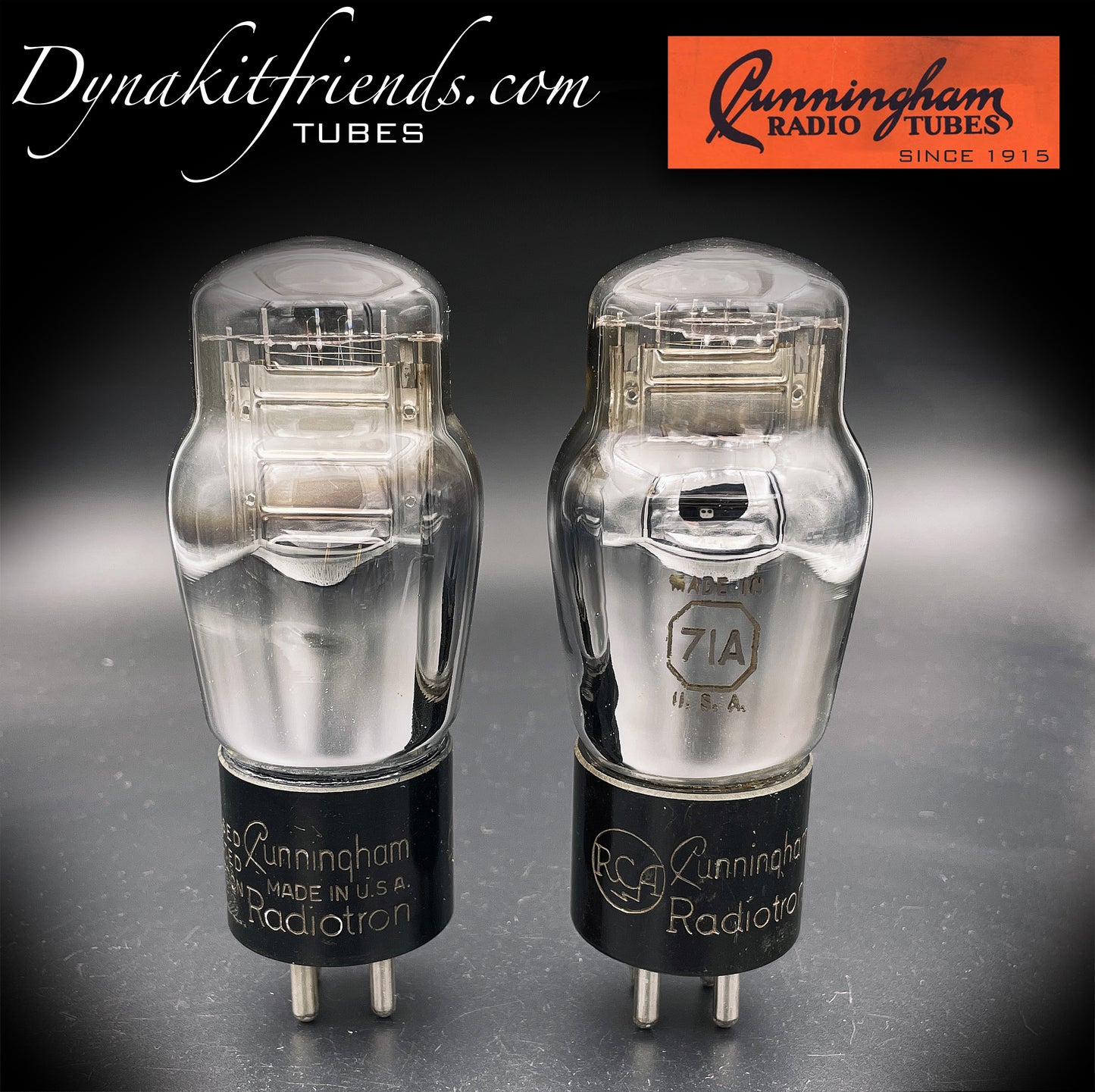 71A ST CUNNINGHAM by RCA Power Triode Matched Pair Tubes Made In USA Test NOS