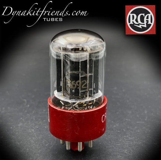 5692 ( 6SN7 GT ) RCA TUBE LEGENDARY RED BASE Black Plates Tube Made in USA