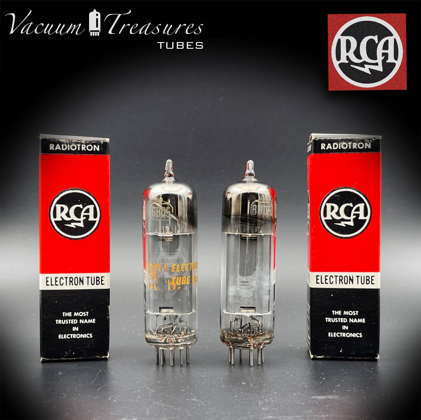 6BQ5 ( EL84 ) RCA NOS NIB Gray Plates Disc Halo Getter Matched Pair Tubes Made in USA '63