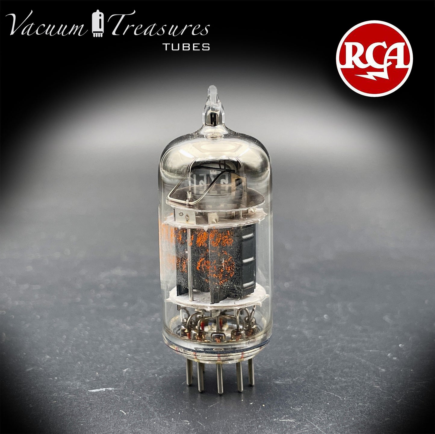 5751 RCA NOS Triple Mica Black Plates Square Getter Amplitrex Tested Tube Made in USA '50s