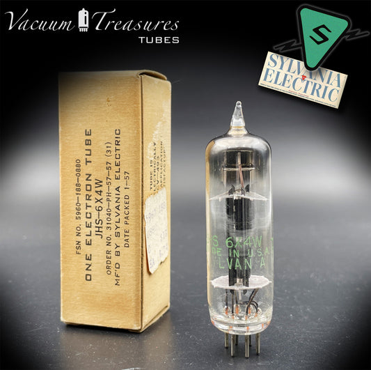 JHS 6X4W EZ90 NOS NIB SYLVANIA Tested Tube Black Plates Square Getter Made in USA '57