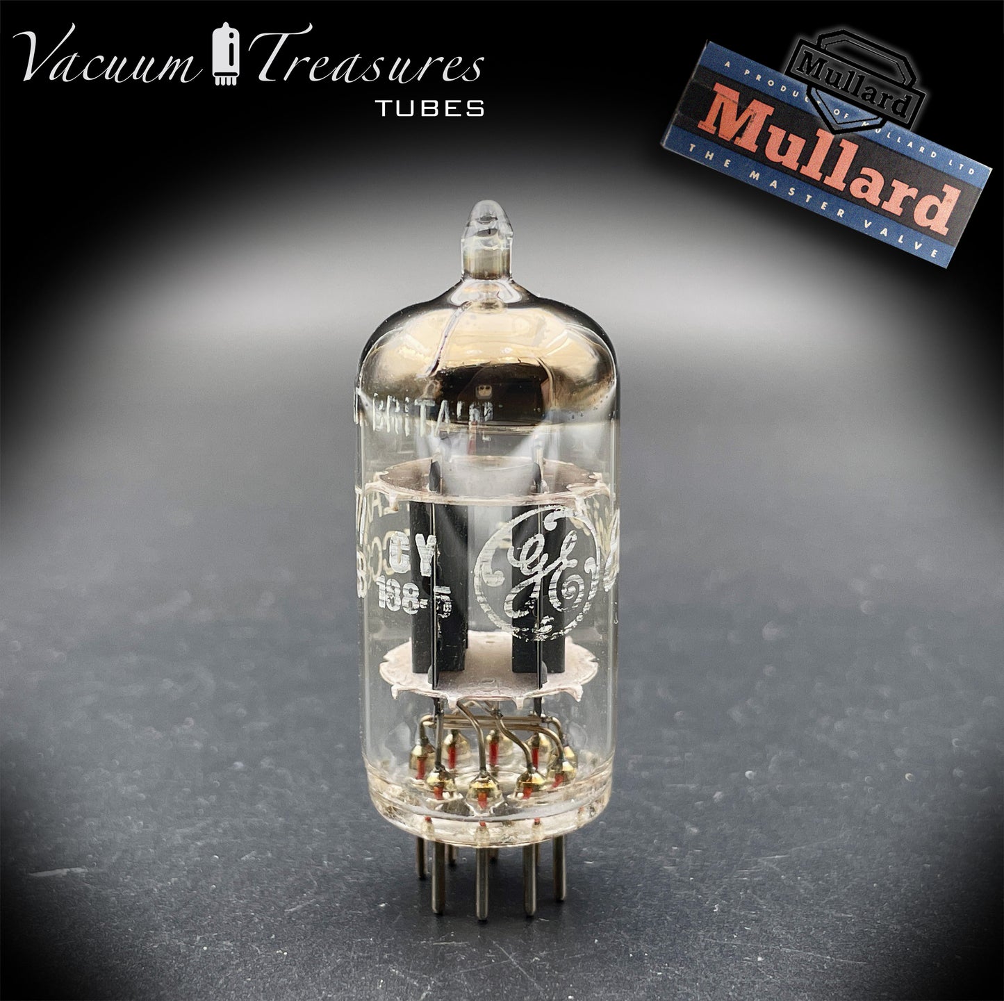 12AX7 ( ECC83 ) NOS MULLARD Blackburn for GE Short Plates Halo Getter Tested Tube MADE IN GREAT BRITAIN '66