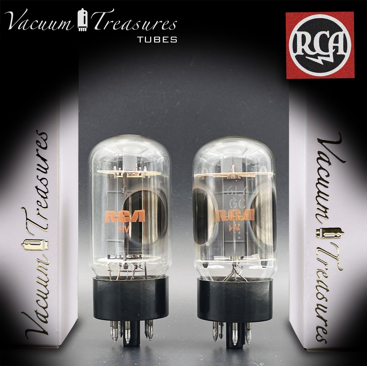 6L6 GC RCA NOS Gray Plates OO Getter Matched Pair Tubes MADE IN USA