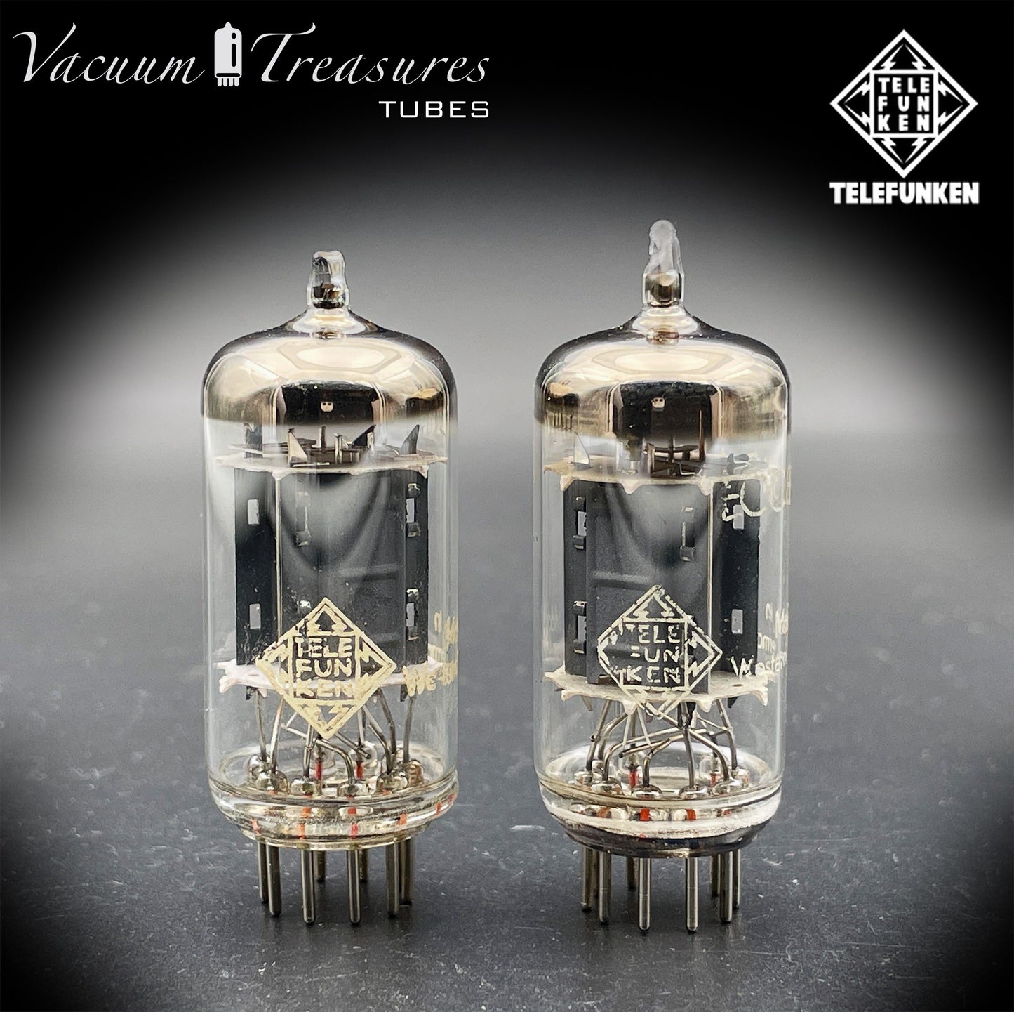 12AX7 / ECC83 TELEFUNKEN Tested Pair Tubes – Ribbed Plates Diamond Bottom Made in Germany