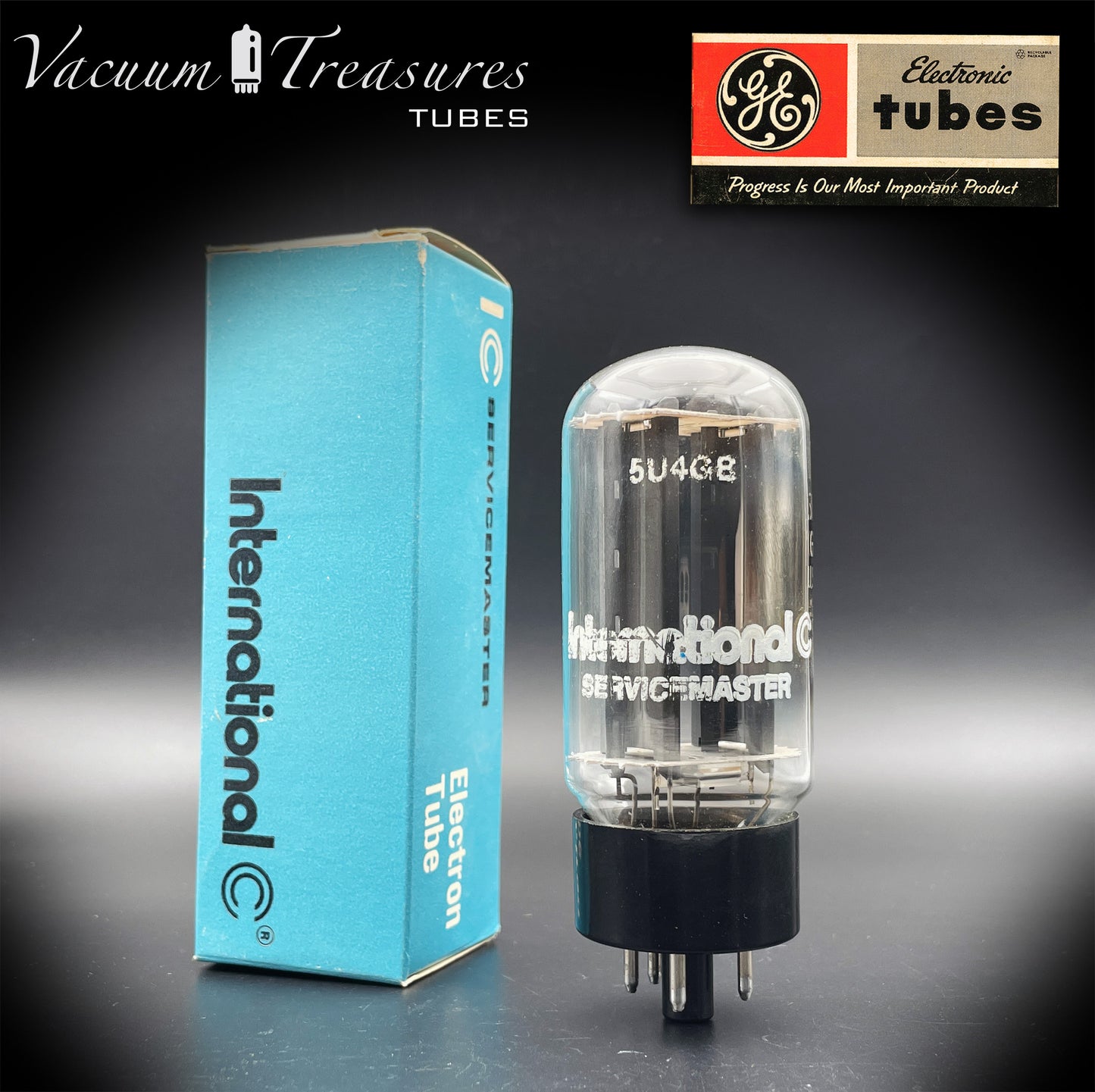 5U4 GB  5AS4A GE/International NOS NIB Gray Plates Side Square Getter Tested Tube Rectifier Made in USA