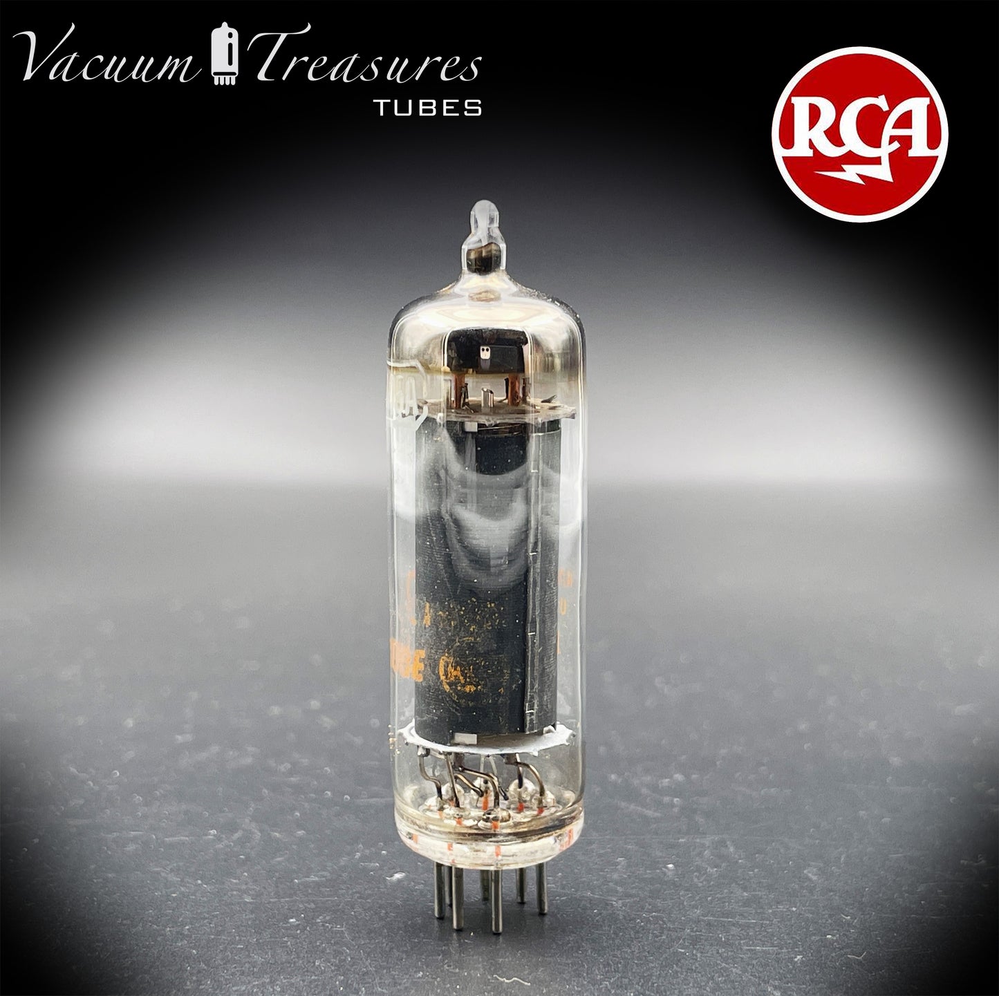 6AQ5 A ( EL90 ) RCA NOS Black Plate Halo Getter Made in USA ’59