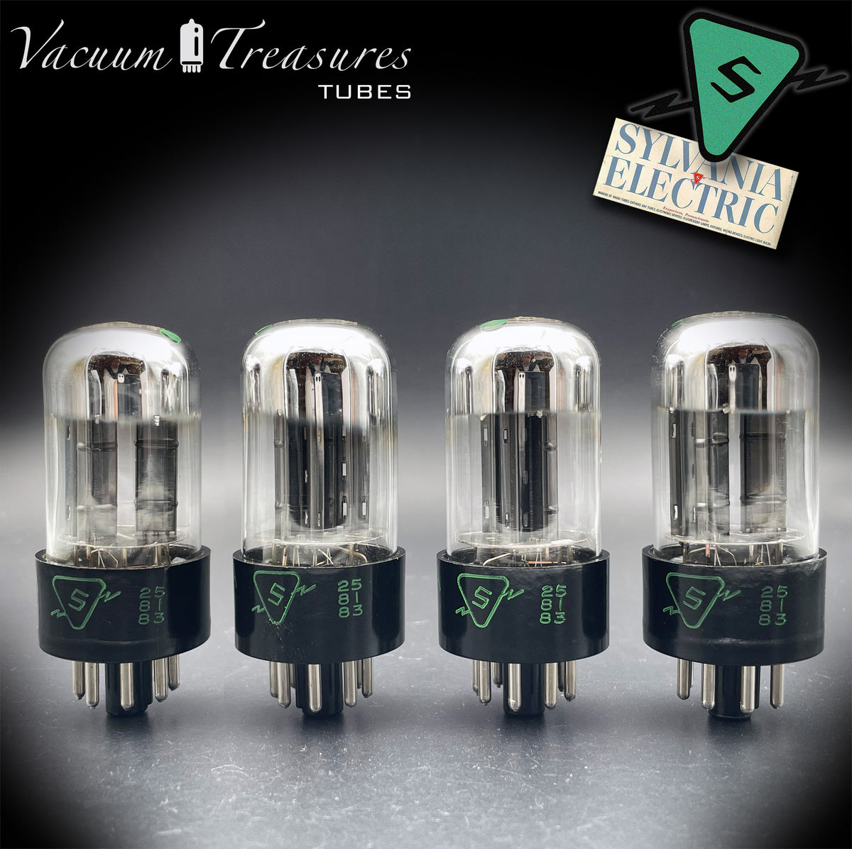 6SN7GTA NOS SYLVANIA Chrome Top Matched Quad - Same Production Code - Low Noise & Microphonics - AMPLITREX Tested