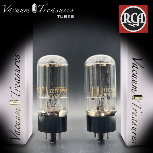 6L6GB RCA Black Plates Double Bottom Getter – Matched Pair – AMPLITREX Tested – Made in USA