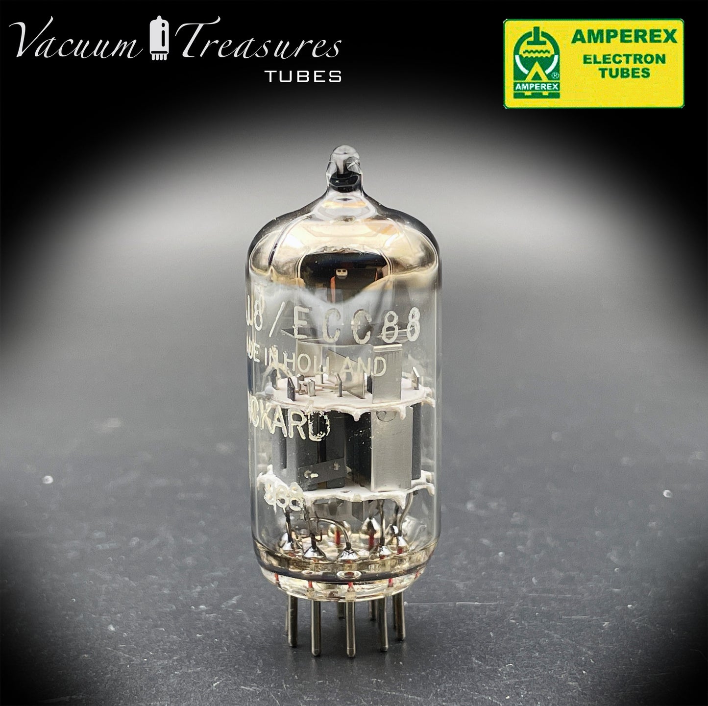ECC88 6DJ8 HP by AMPEREX Heerlen Factory Tested Tube Made In Holland '68