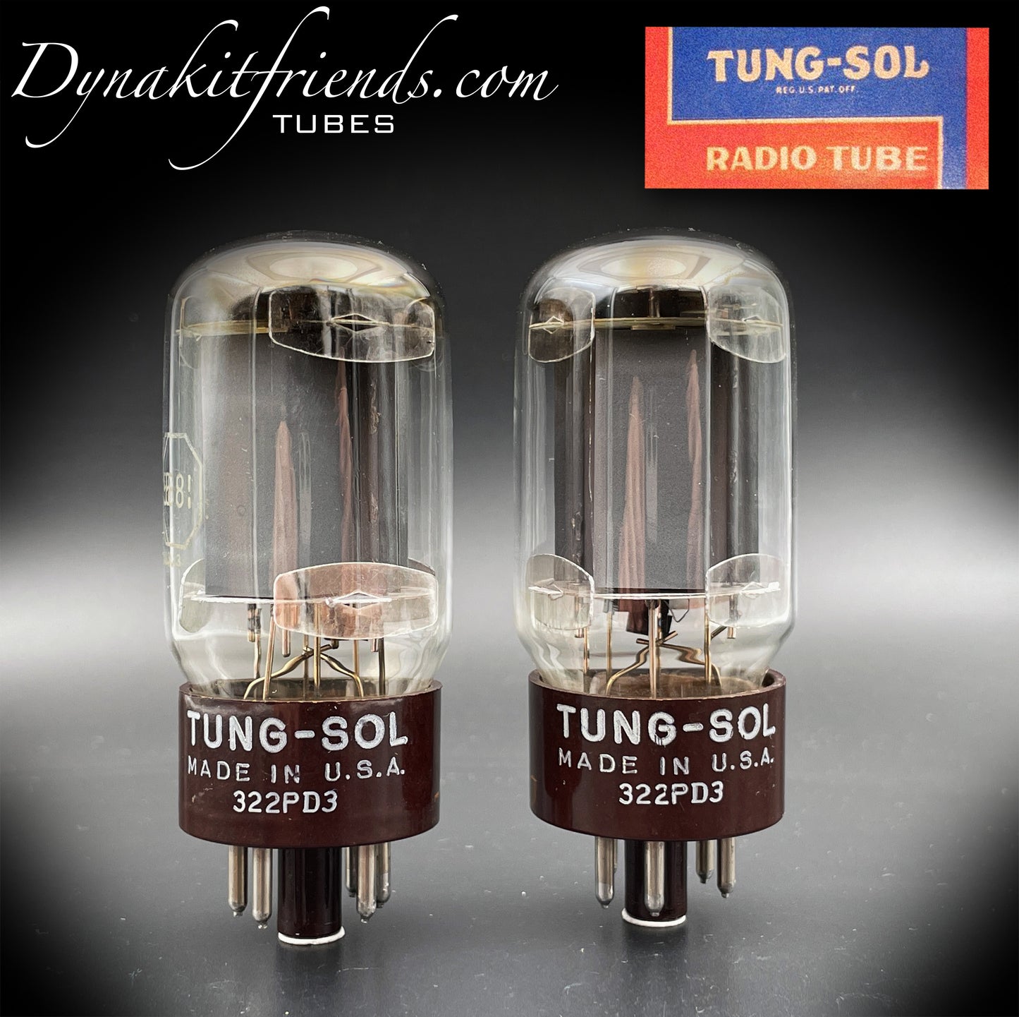 5881 (6L6WGB) TUNG-SOL Base brune Paire de tubes à vide assortis fabriqués aux États-Unis