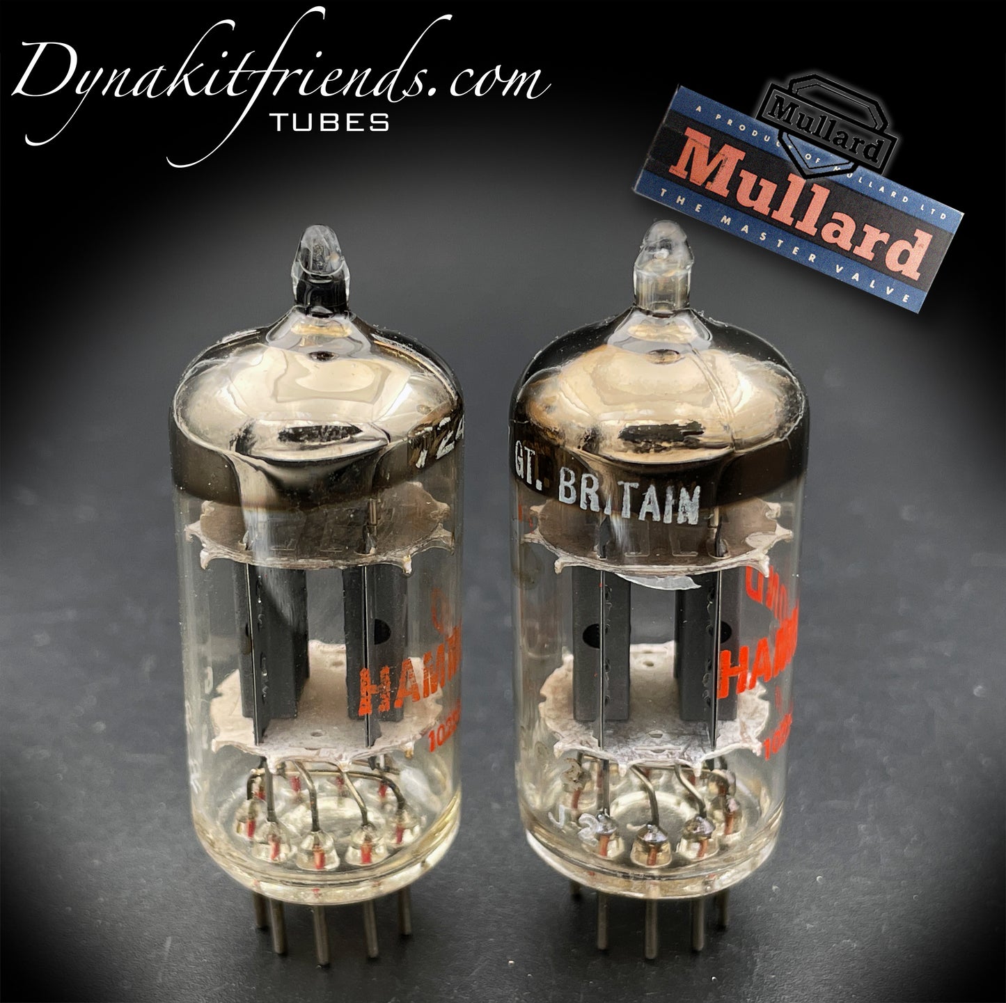 7247 ( 12DW7 ) MULLARD Blackburn O Getter Matched Tubes MADE IN GT. BRITAIN