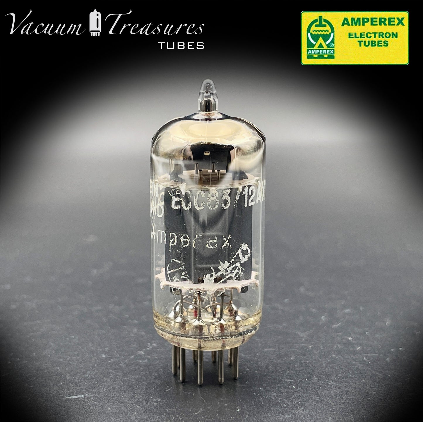 12AX7 / ECC83 NOS Amperex Bugle Boy AMPLITREX Tested Long Plates Foil Getter '58