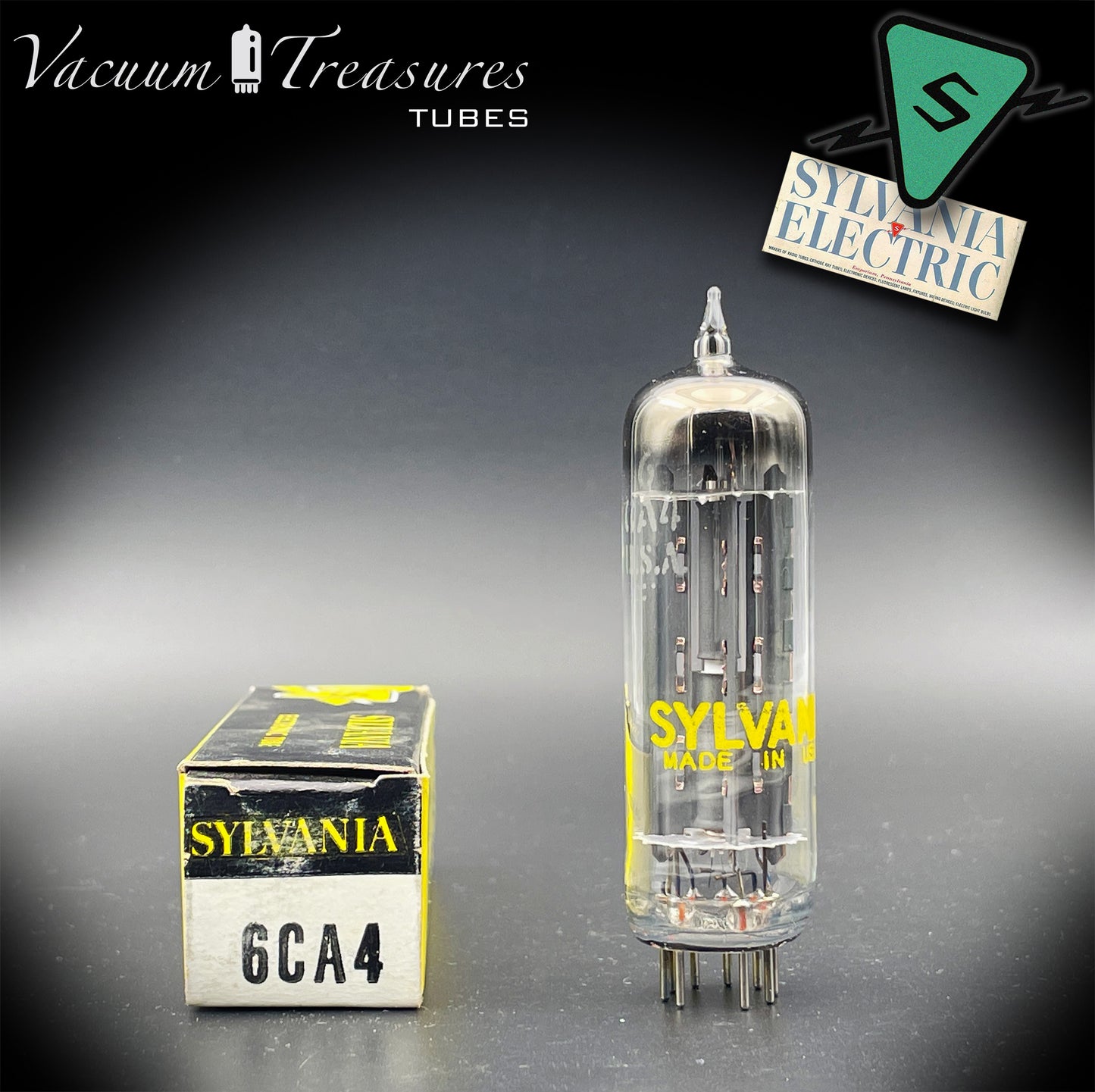 6CA4 ( EZ81 ) NOS NIB SYLVANIA Gray Copper Plates Halo Getter Tested Tube Rectifier Made in USA