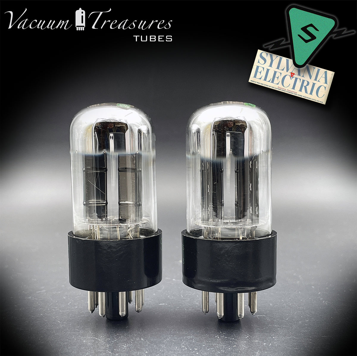 6SN7GTA NOS SYLVANIA Chrome Top Matched Pair - Same Production Code - Low Noise & Microphonics - AMPLITREX Tested