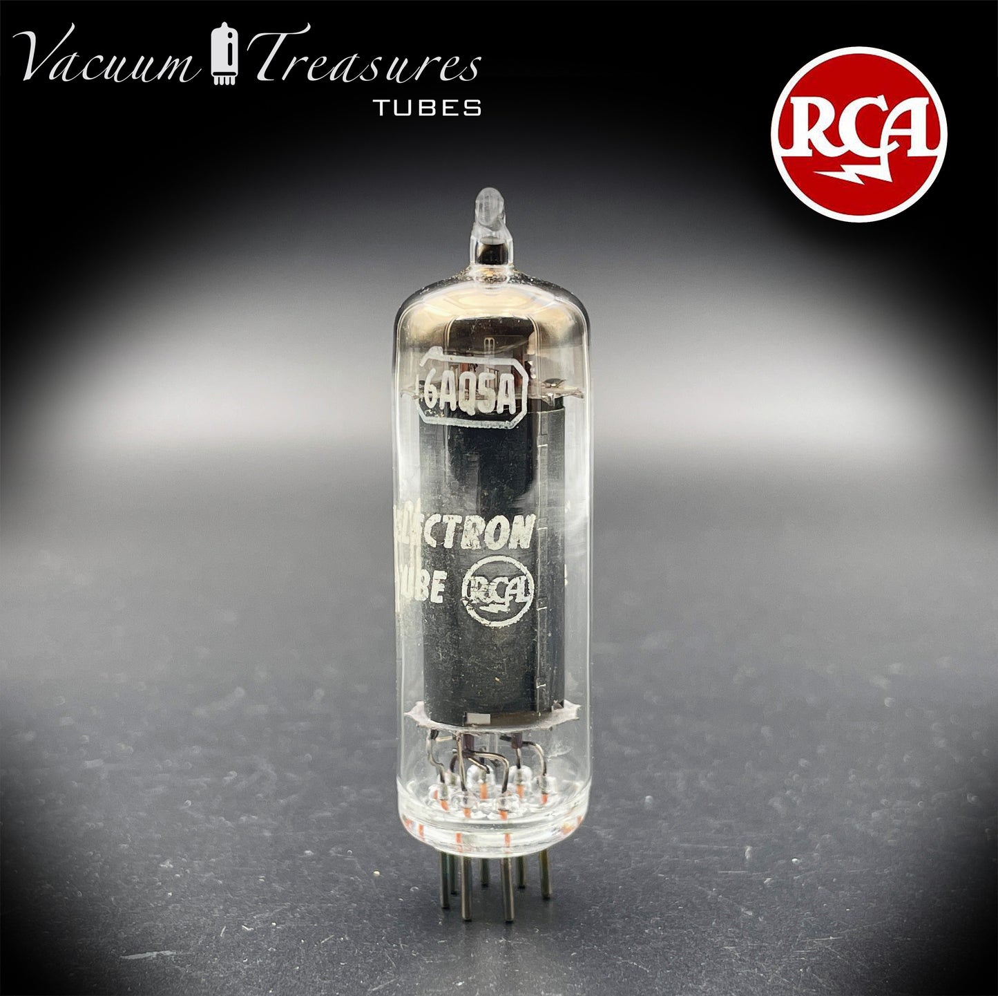 6AQ5 A (EL90) RCA Black Plate Square Getter Made in USA '57