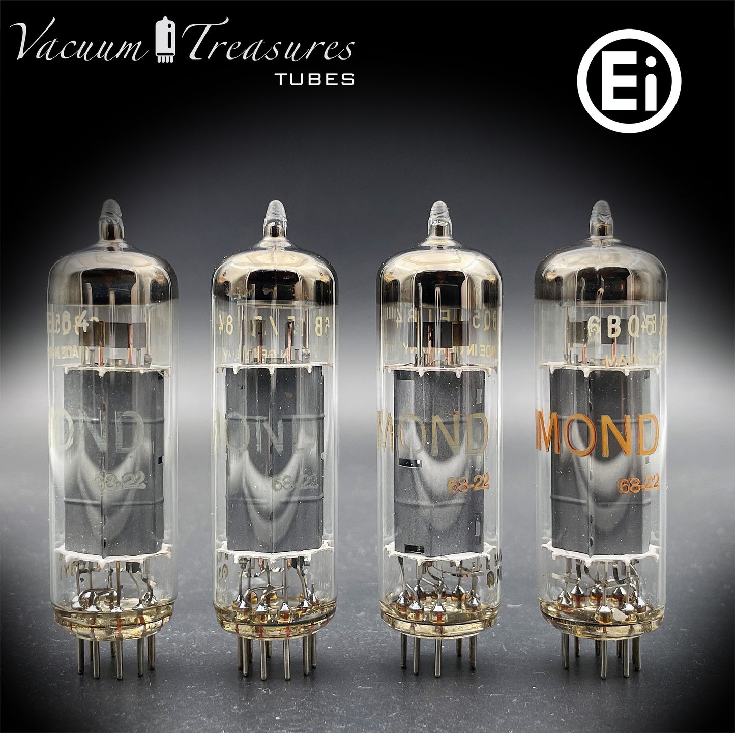 6BQ5 / EL84 HAMMOND by Ei Gray Plates Halo Getter Matched Quad Tubes Made in YUGOSLAVIA