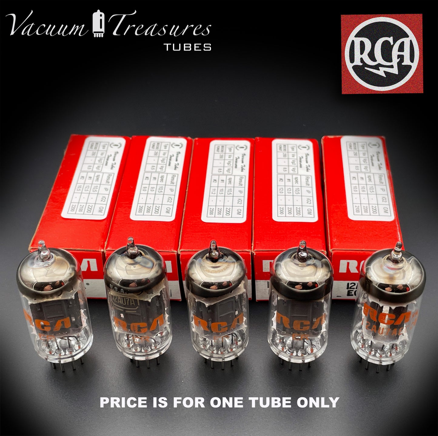 12AU7 A ( ECC82 ) RCA NOS NIB Long Gray Plates Halo Getter Tested Tubes Made in USA