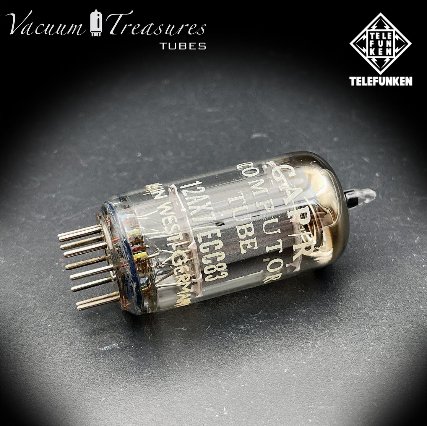 ECC83 / 12AX7 TELEFUNKEN Smooth Plates Diamond Bottom Tube Made in GERMANY