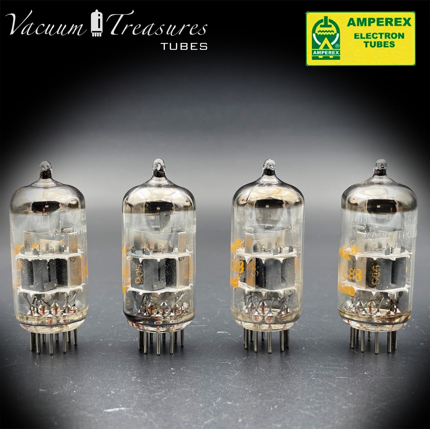 ECC88 6DJ8 AMPEREX AMPLITREX Matched Quad Tubes Made in HOLLAND '60s