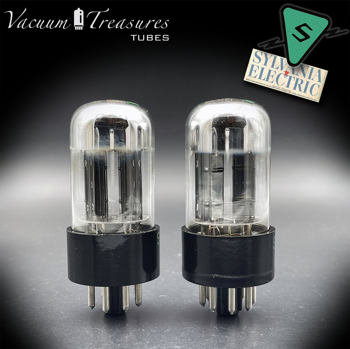 6SN7GTA NOS SYLVANIA Chrome Top Matched Pair - Same Production Code - Low Noise & Microphonics - AMPLITREX Tested