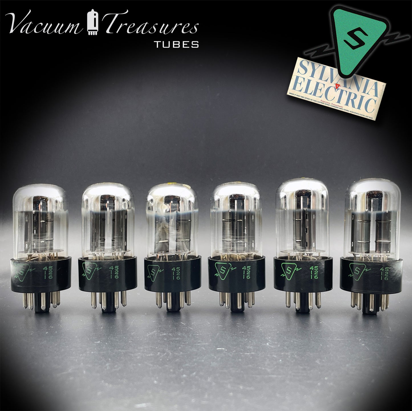 6SN7GTB NOS SYLVANIA CHROME TOP Matched Sextet -Same Codes - Tubes USA 1955